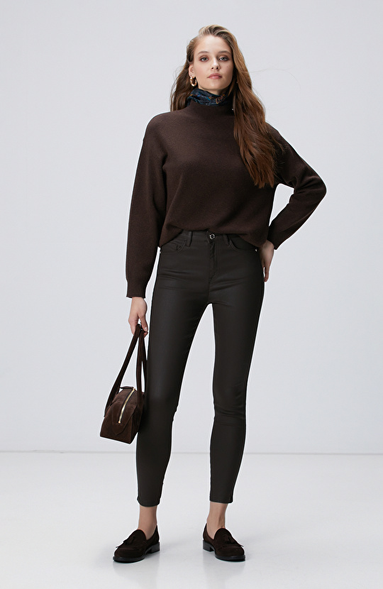 Koyu Kahverengi Denim Pantolon