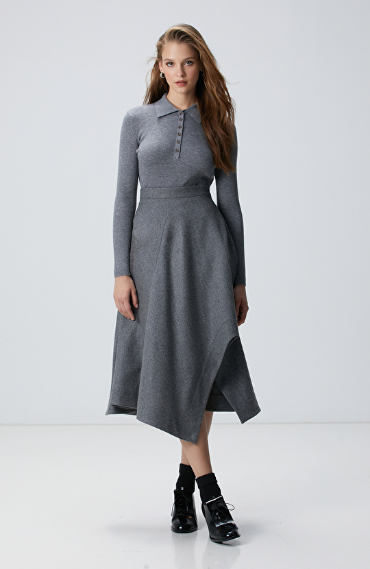 Gri Kadın Melanj Kazak