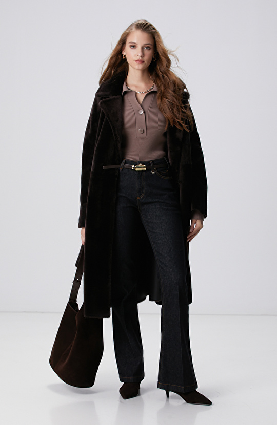 Vizon Düğme Detaylı Triko Kazak