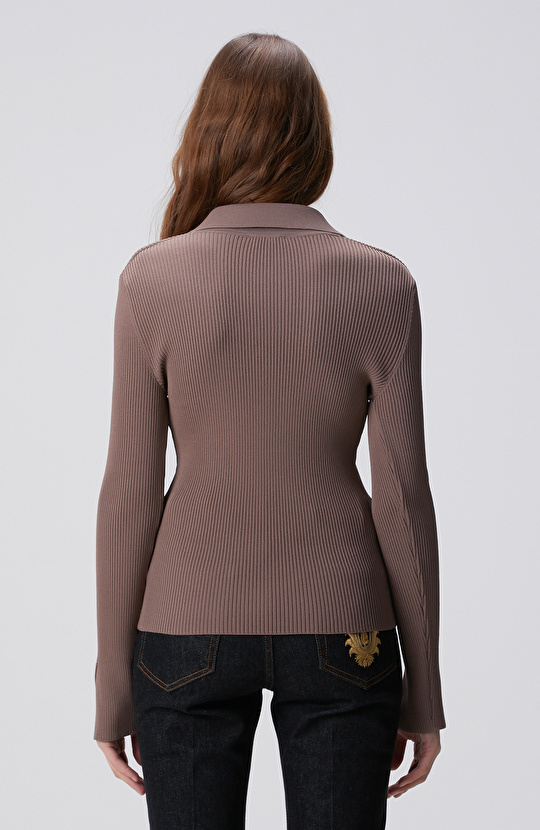 Vizon Düğme Detaylı Triko Kazak