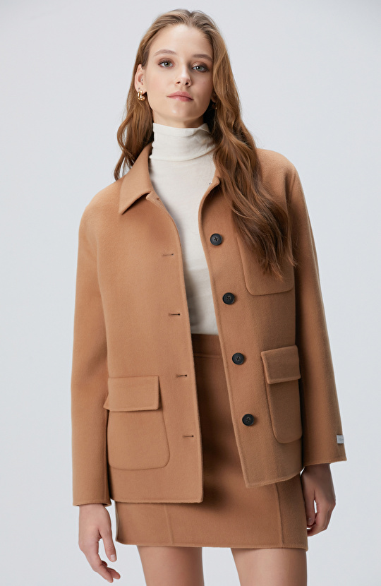 Limited Camel Yün Karışımlı Astarsız Ceket