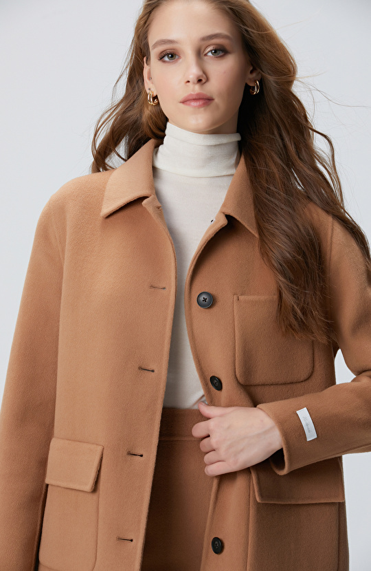 Limited Camel Yün Karışımlı Astarsız Ceket