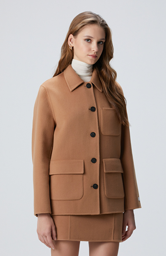 Limited Camel Yün Karışımlı Astarsız Ceket