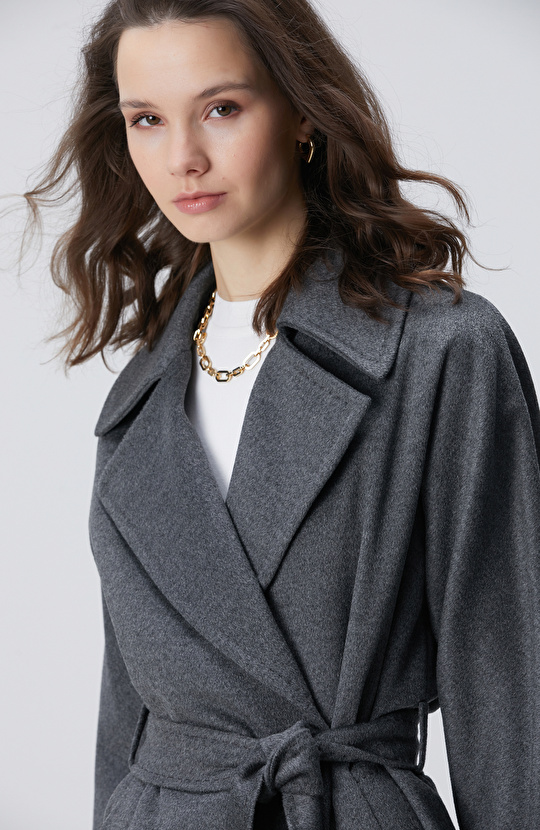 Limited Gri Melanj Yün Manto