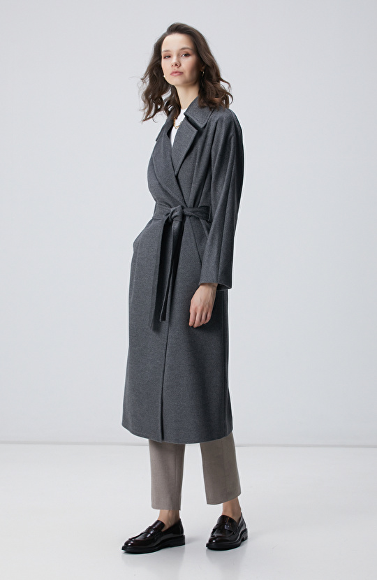 Limited Gri Melanj Yün Manto