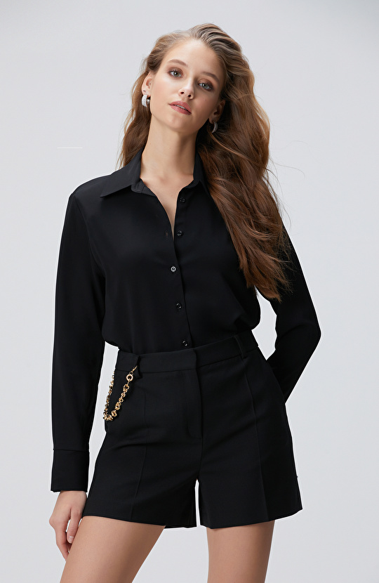 Siyah Vatkalı Gömlek