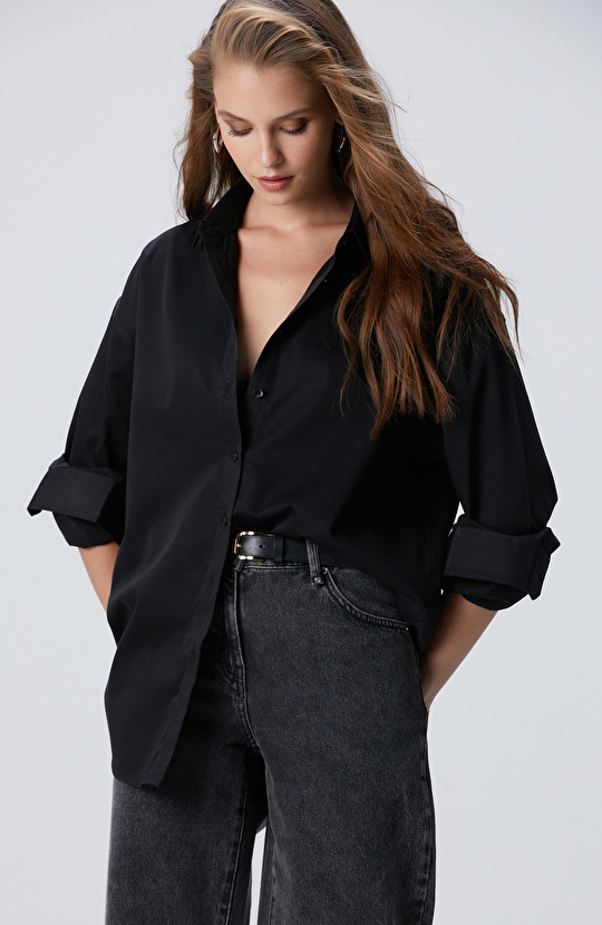 Siyah Non-Iron Gömlek