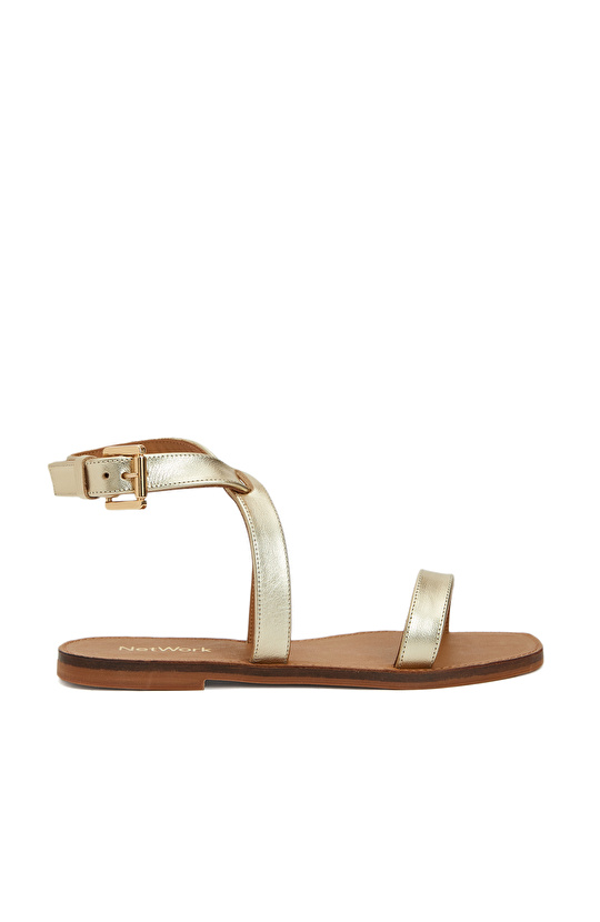 Gold Altın Rengi Kadın Deri Sandalet