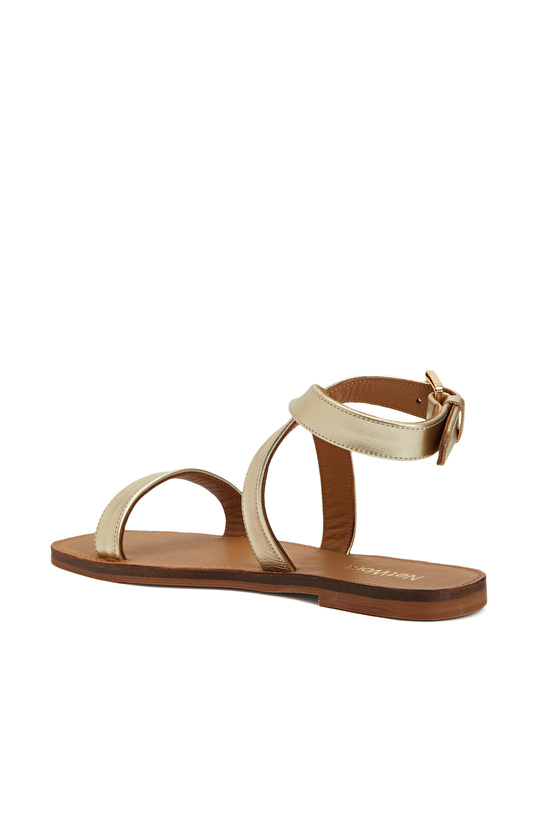 Gold Altın Rengi Kadın Deri Sandalet