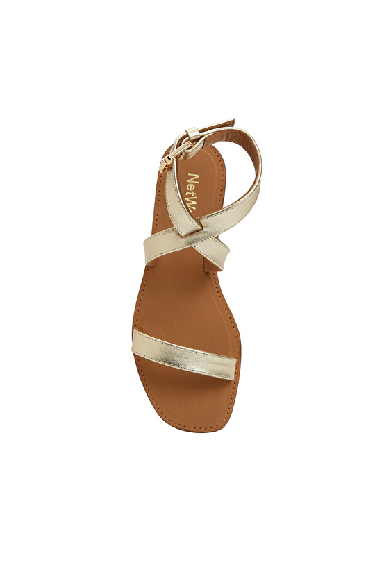 Gold Altın Rengi Kadın Deri Sandalet