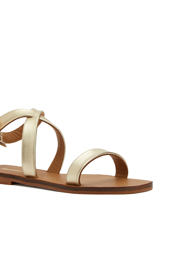Gold Altın Rengi Kadın Deri Sandalet