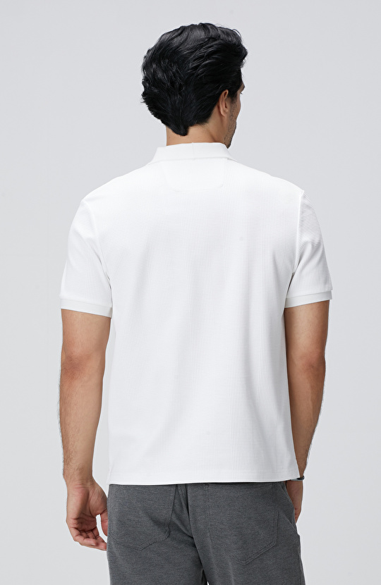 Beyaz Waffle Dokulu T-shirt