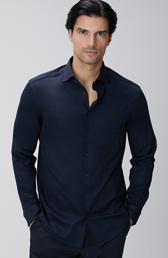 N-Tech Lacivert Örme Gömlek N-Tech Lacivert Örme Gömlek