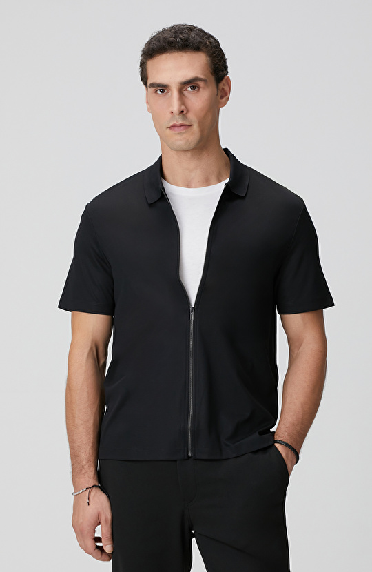 N-Tech Siyah Fermuarlı Örme Gömlek