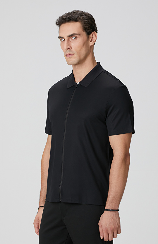 N-Tech Siyah Fermuarlı Örme Gömlek