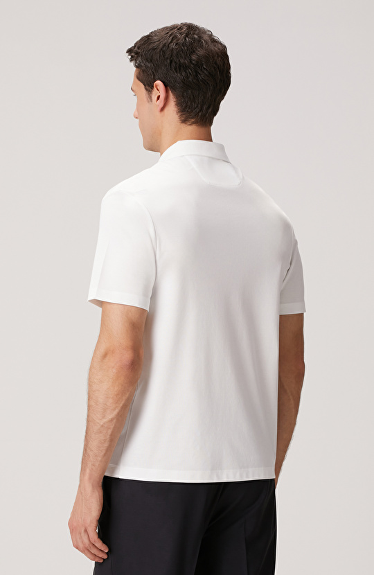 N-Tech Beyaz Fermuarlı Örme Gömlek