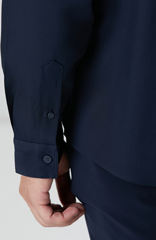 Lacivert Lyocell Gömlek