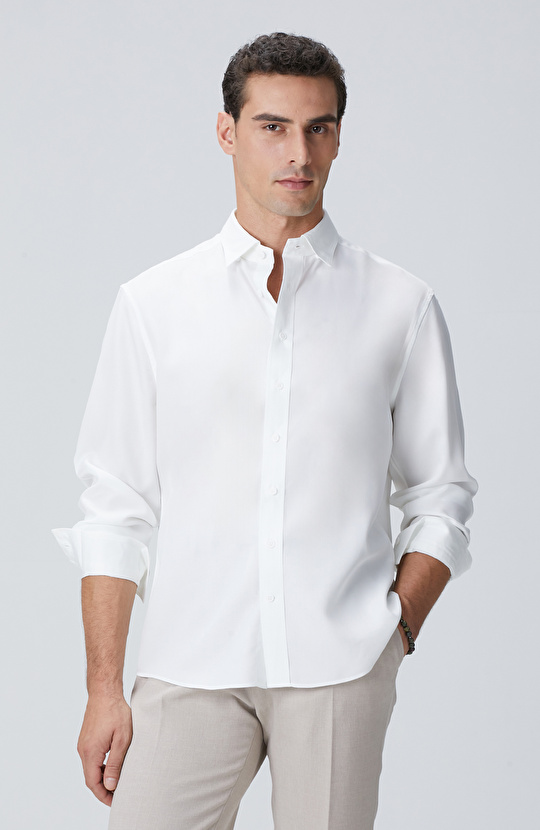 Beyaz Lyocell Gömlek Beyaz Lyocell Gömlek