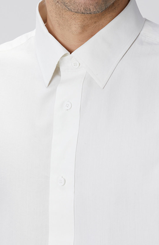 Kırık Beyaz Çizgili Gömlek