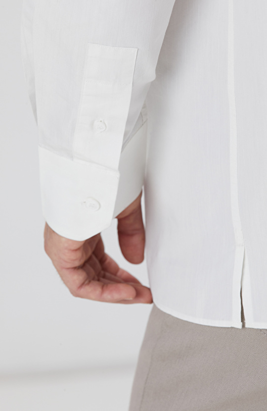 Kırık Beyaz Çizgili Gömlek