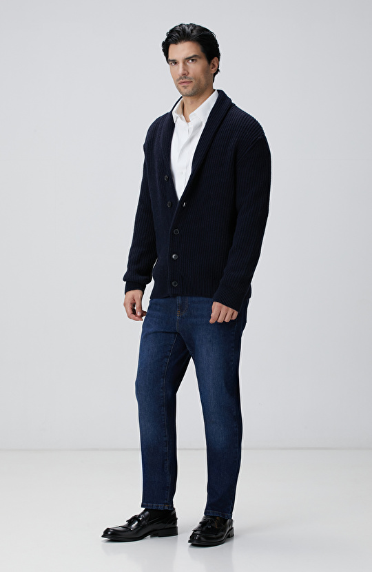 Beyaz Çizgi Desenli Non-Iron Gömlek