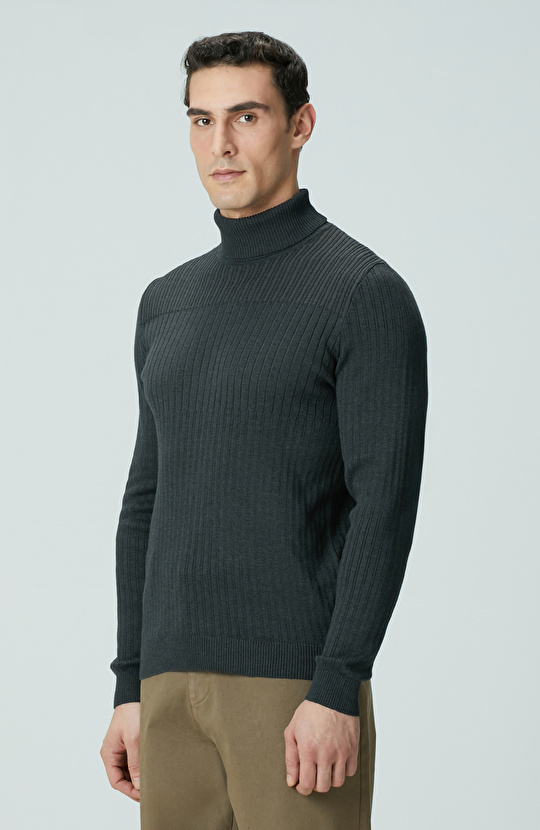 Antrasit Balıkçı Yaka Triko Kazak