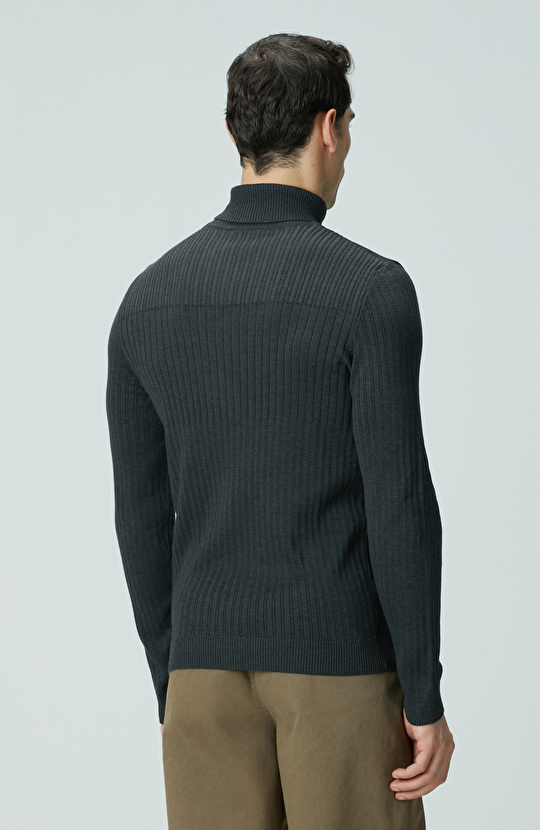 Antrasit Balıkçı Yaka Triko Kazak