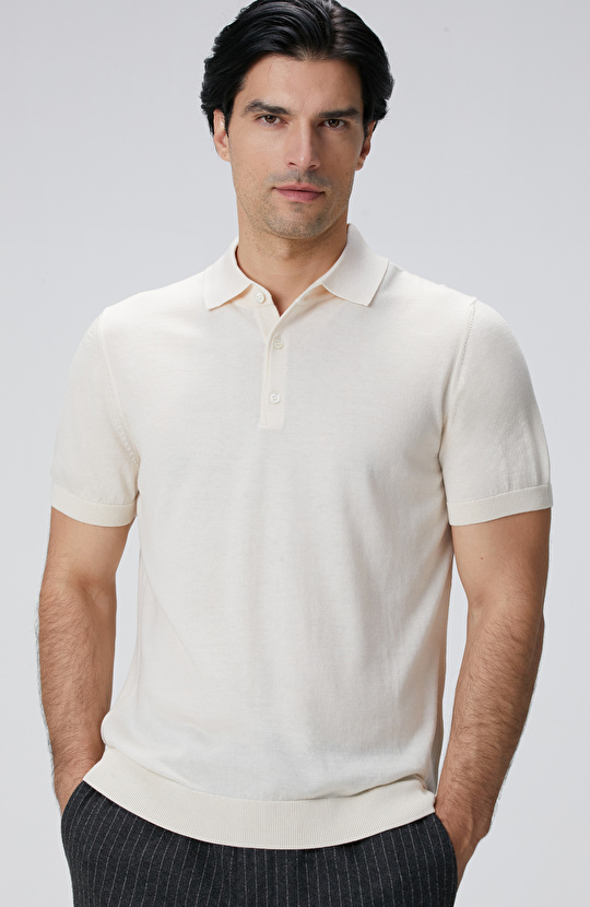 Bej Polo Yaka Triko Kazak