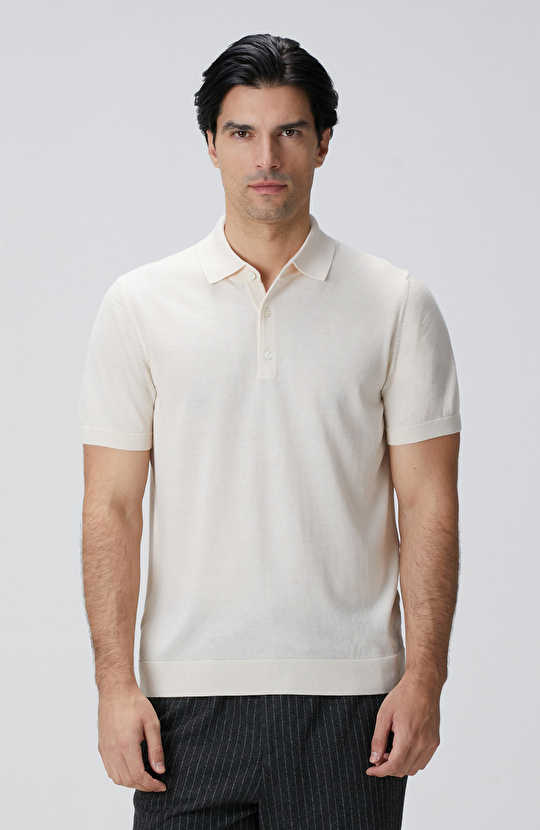 Bej Polo Yaka Triko Kazak