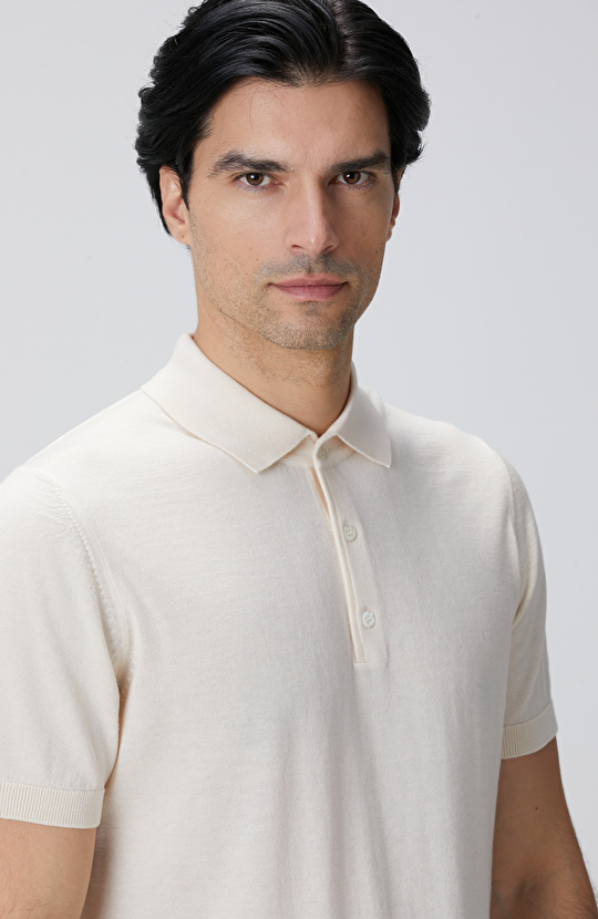 Bej Polo Yaka Triko Kazak