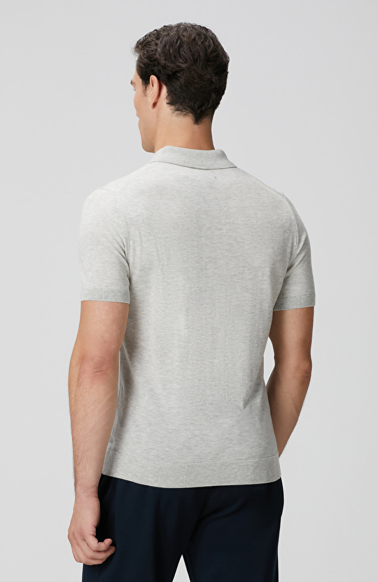 Gri Melanj Polo Yaka Triko Kazak