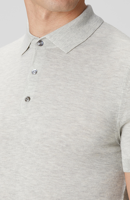 Gri Melanj Polo Yaka Triko Kazak