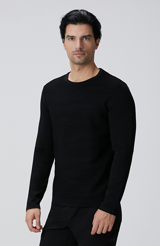 N-Tech Siyah Jakarlı Kazak