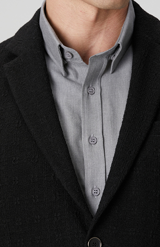 Siyah Yün Karışımlı Örme Ceket