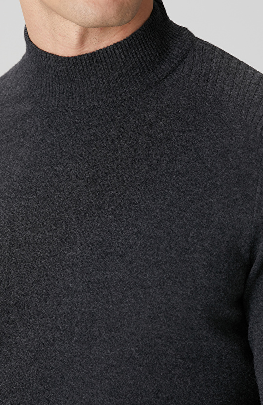 Antrasit Yarım Balıkçı Yaka Kazak