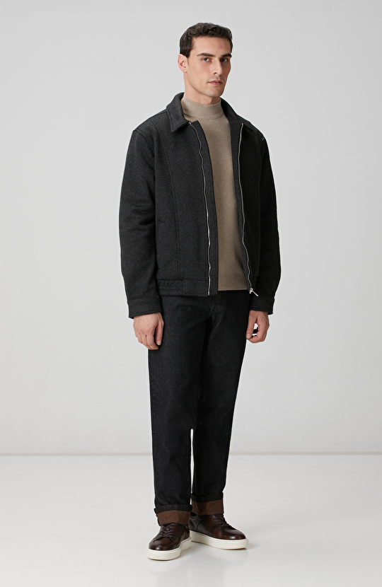 Bej Yarım Balıkçı Yaka Kazak