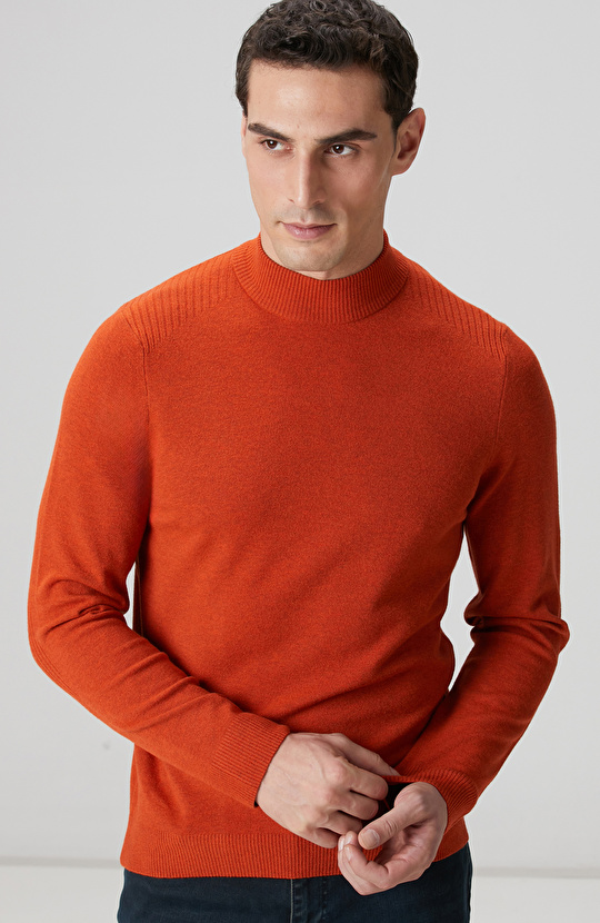 Karamel Yarım Balıkçı Yaka Kazak