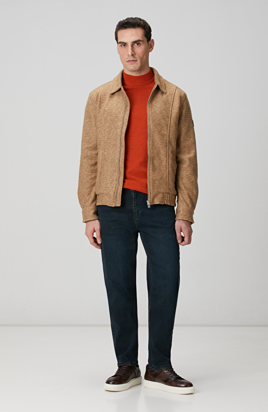 Karamel Yarım Balıkçı Yaka Kazak