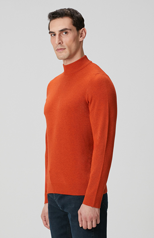 Karamel Yarım Balıkçı Yaka Kazak