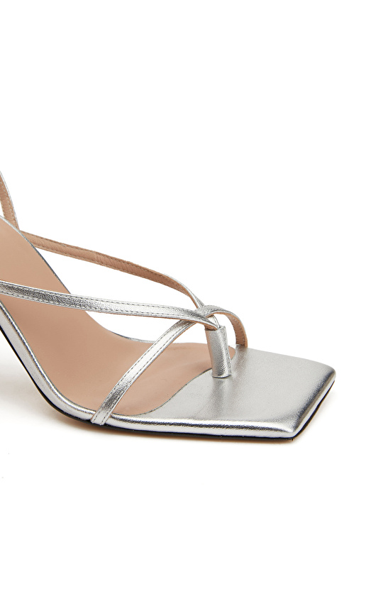 Silver Women's Leather Sandals