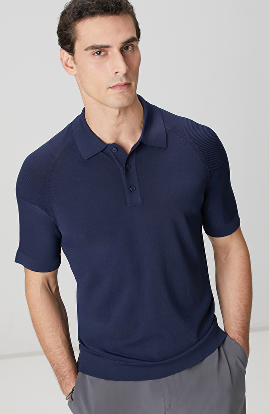 Lacivert Polo Yaka Triko Kazak