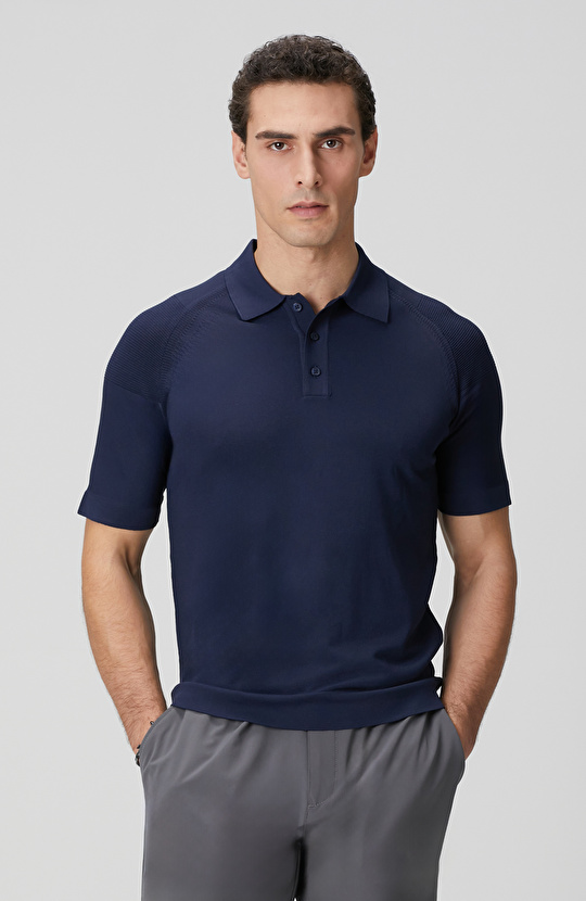 Lacivert Polo Yaka Triko Kazak