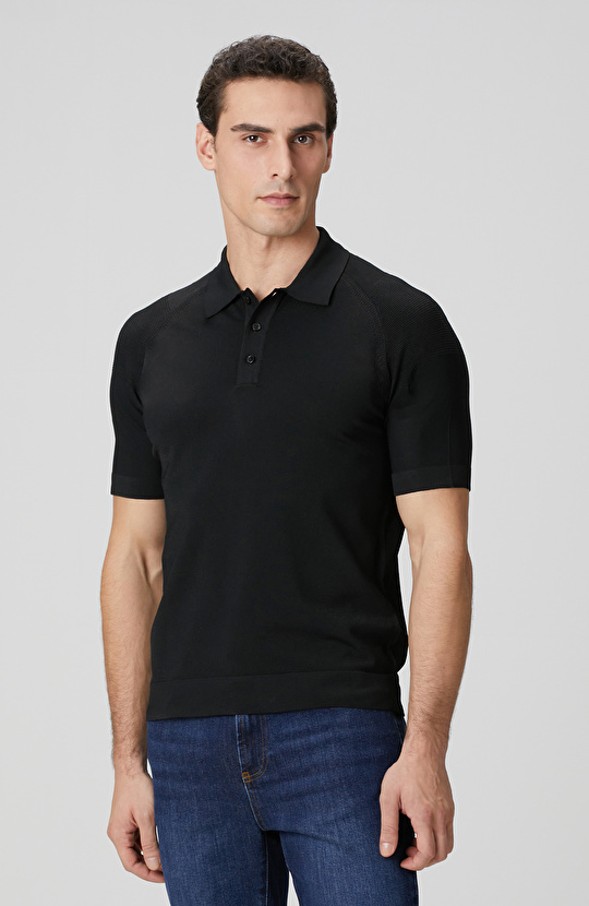 Siyah Polo Yaka Triko Kazak