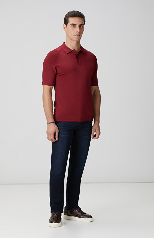 Bordo Polo Yaka Triko Kazak