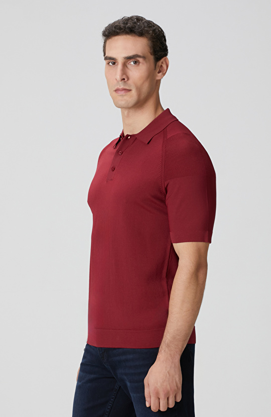 Bordo Polo Yaka Triko Kazak