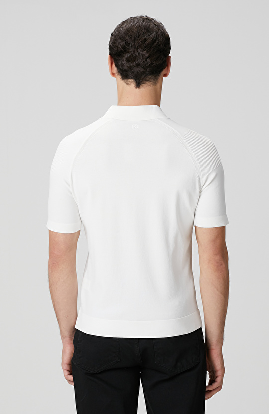 Kırık Beyaz Polo Yaka Triko Kazak