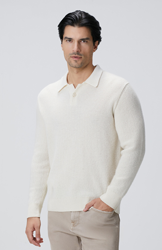 Limited Bej Kaşmir Polo Yaka Kazak