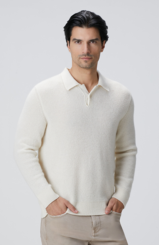 Limited Bej Kaşmir Polo Yaka Kazak