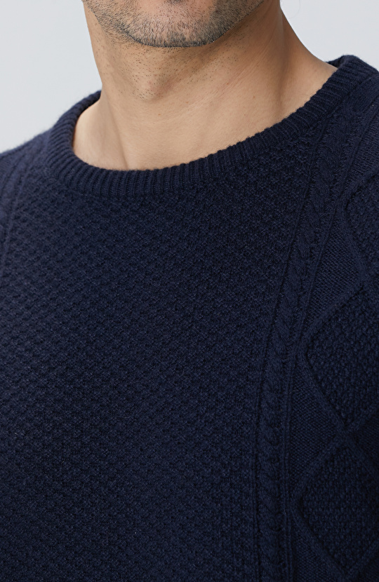 Limited Lacivert Kaşmir Jakarlı Kazak