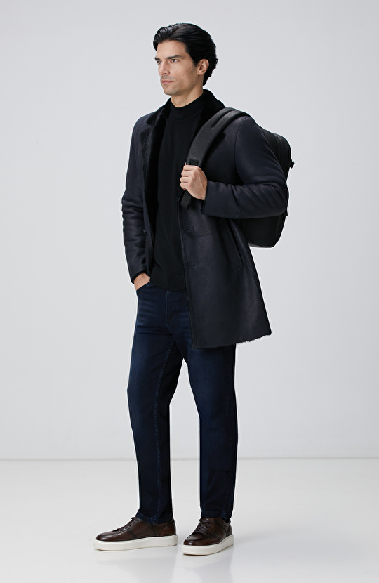 Siyah Yün Karışımlı Kazak